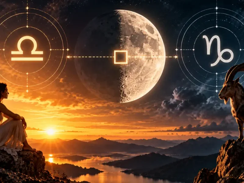 Lua em Quarto Crescente entre Libra e Capricórnio representa decisões, ajustes e desafios para os signos