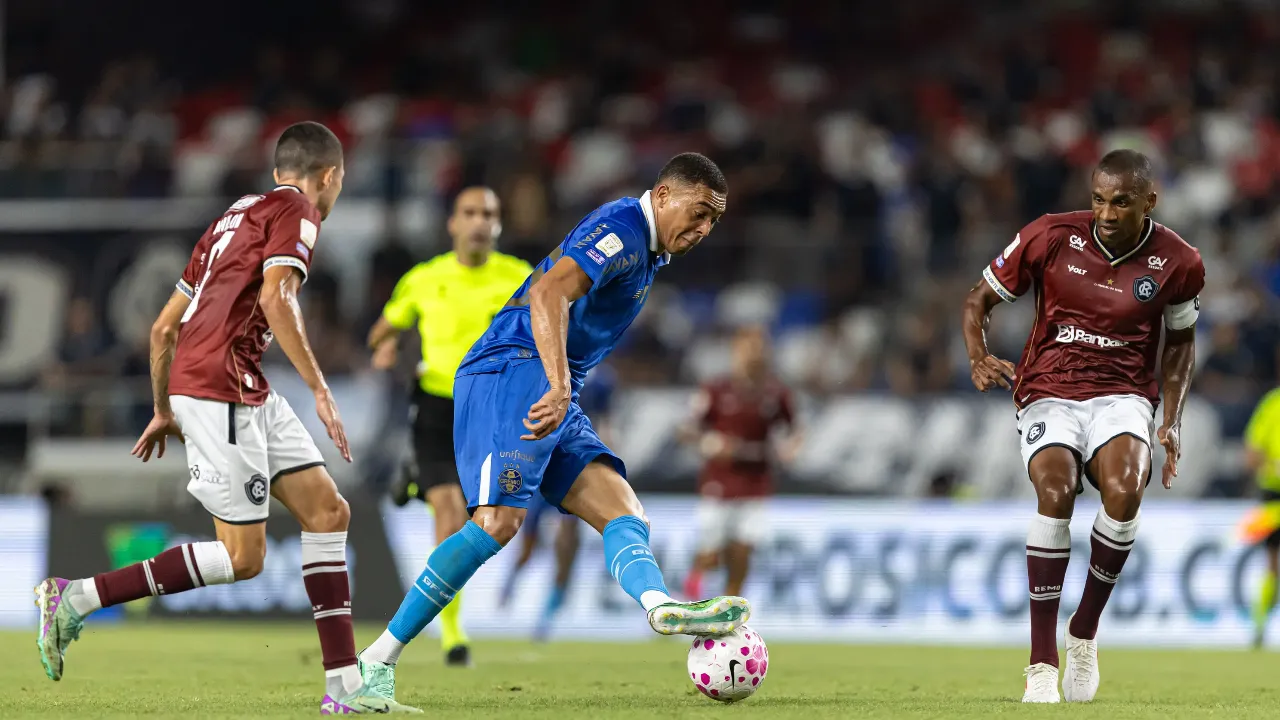 Kannemann e jogadores de Remo e Grêmio durante empate no Mangueirão pelo Brasileirão 2026