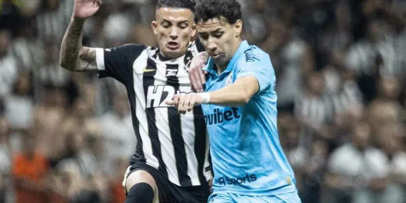 Jogadores do Santos durante partida fora de casa pelo Campeonato Brasileiro