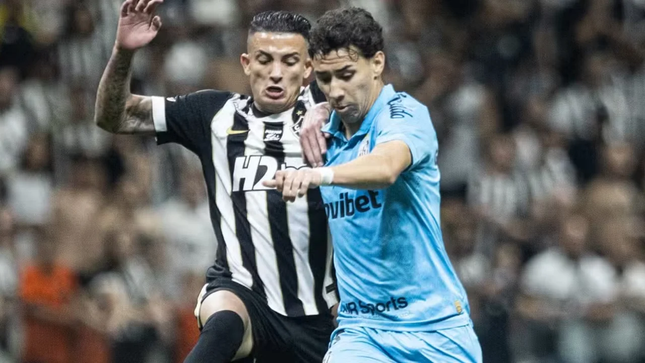 Jogadores do Santos durante partida fora de casa pelo Campeonato Brasileiro