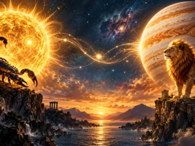 Sol em Escorpião e Júpiter em Leão simbolizam estratégia, confiança, criatividade e expansão com propósito