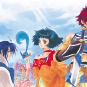 Personagens de Tales of Eternia Remastered em cena de batalha do RPG da Bandai Namco.