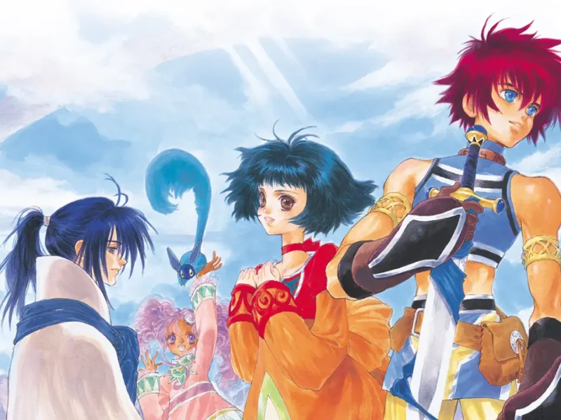 Personagens de Tales of Eternia Remastered em cena de batalha do RPG da Bandai Namco.