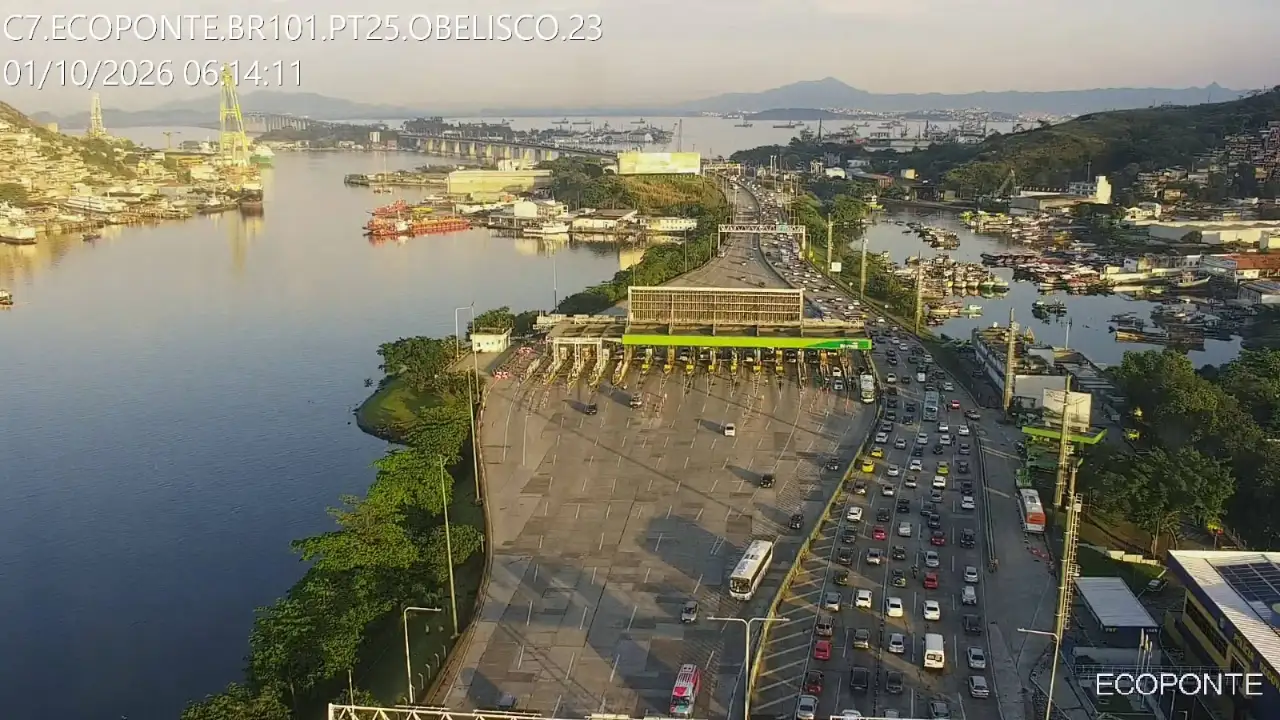 Trânsito na Ponte Rio-Niterói na manhã de 1º de outubro de 2026