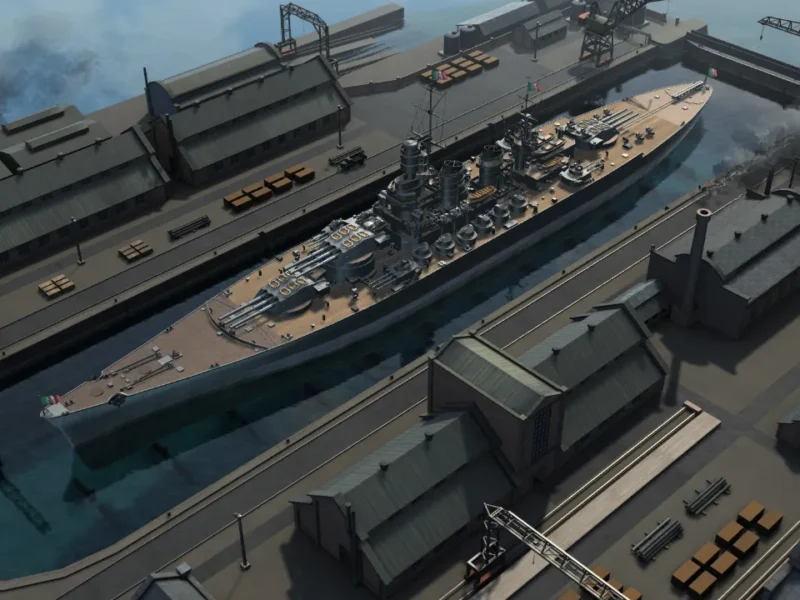Encouraçado sendo projetado no editor de Ultimate Admiral Dreadnoughts