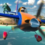 Cabine de avião em Ultrawings Remastered mostra instrumentos de voo, manche e ilhas tropicais em uma experiência de realidade virtual.