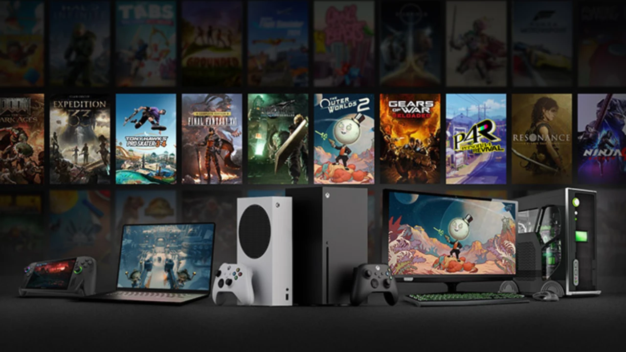 Xbox Series X, PC e portátil representam jogos compatíveis com Xbox Play Anywhere Xbox Series X, PC e portátil representam jogos compatíveis com Xbox Play Anywhere